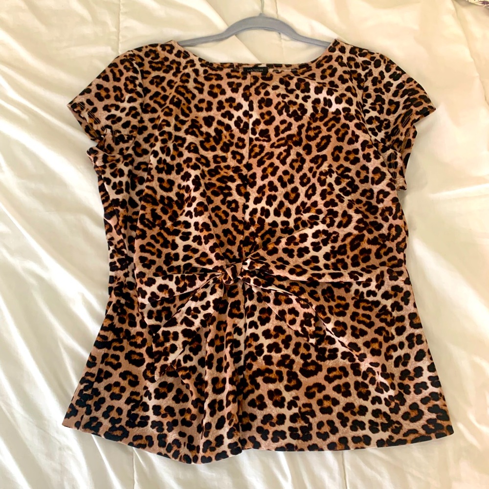 Leopard tie-front shirt/blouse